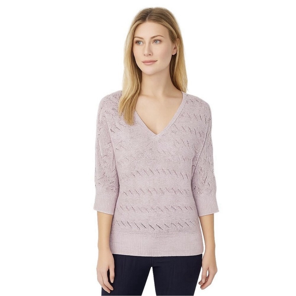 White‎ House Black Market V-Neck Dolman Sweater Size Small Purple 3/4 Sleeve NEW
